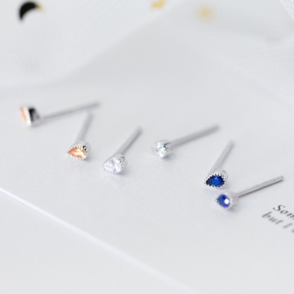 NWT! Sterling Silver Earrings Rhinestone Teardrops Stud Earrings - Choose Color! - Picture 5 of 5